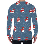 Christmas Snowy Penguin Pattern Print Men's Long Sleeve T-Shirt