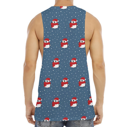 Christmas Snowy Penguin Pattern Print Men's Muscle Tank Top