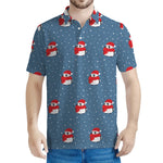 Christmas Snowy Penguin Pattern Print Men's Polo Shirt