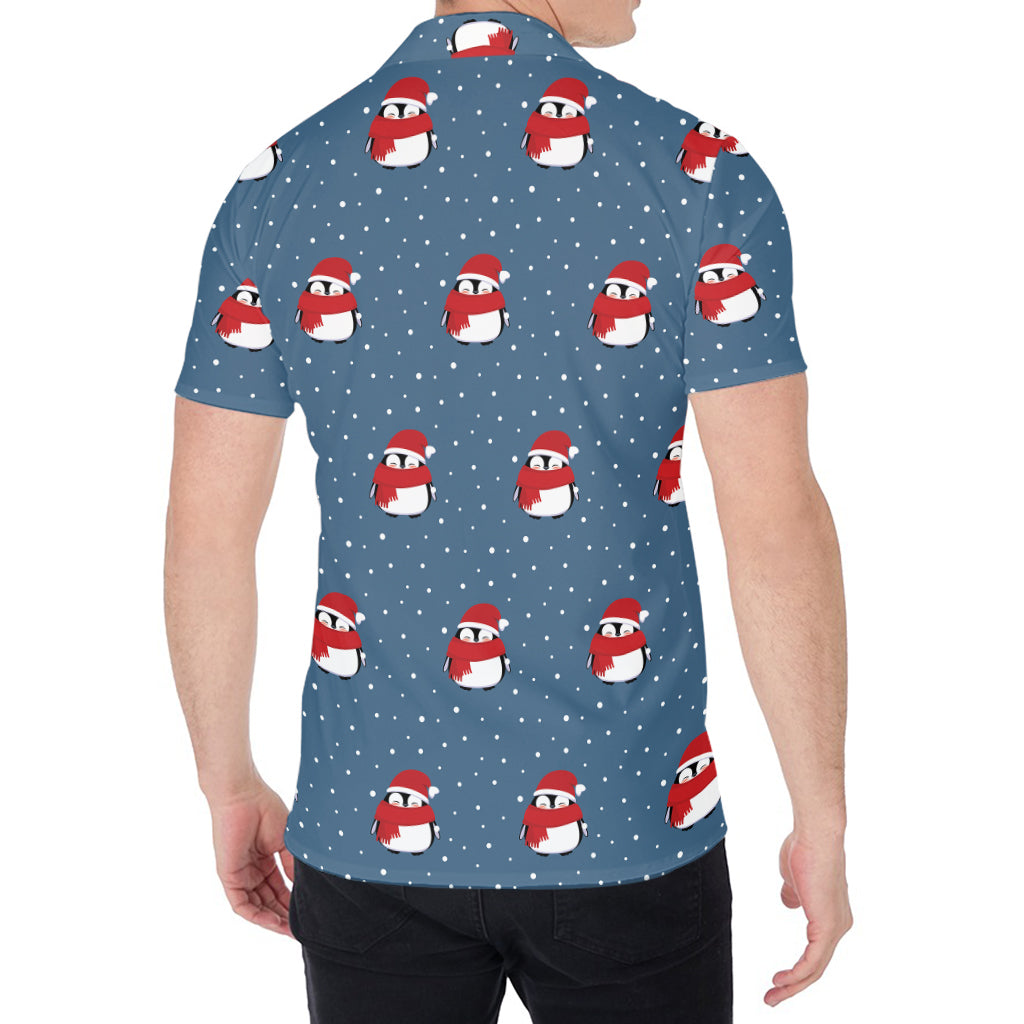 Christmas Snowy Penguin Pattern Print Men's Shirt