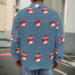 Christmas Snowy Penguin Pattern Print Men's Shirt Jacket