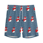 Christmas Snowy Penguin Pattern Print Men's Sports Shorts