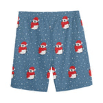 Christmas Snowy Penguin Pattern Print Men's Sports Shorts