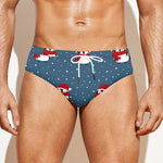 Christmas Snowy Penguin Pattern Print Men's Swim Briefs