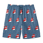 Christmas Snowy Penguin Pattern Print Men's Swim Trunks