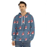 Christmas Snowy Penguin Pattern Print Men's Velvet Pullover Hoodie