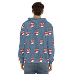 Christmas Snowy Penguin Pattern Print Men's Velvet Pullover Hoodie