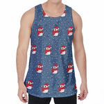 Christmas Snowy Penguin Pattern Print Men's Velvet Tank Top