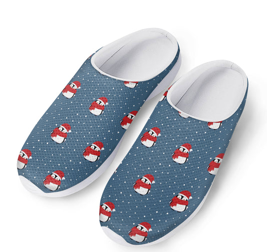 Christmas Snowy Penguin Pattern Print Mesh Casual Shoes