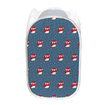 Christmas Snowy Penguin Pattern Print Mesh Laundry Hamper