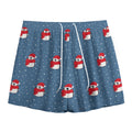 Christmas Snowy Penguin Pattern Print Mesh Shorts