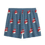 Christmas Snowy Penguin Pattern Print Mesh Shorts