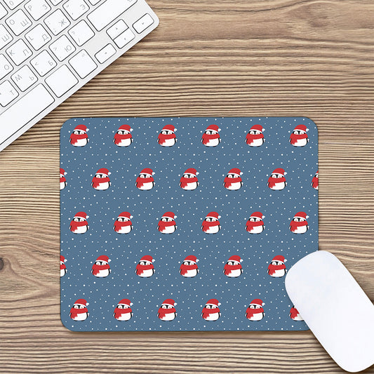 Christmas Snowy Penguin Pattern Print Mouse Pad