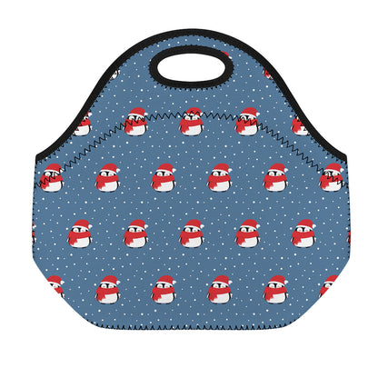 Christmas Snowy Penguin Pattern Print Neoprene Lunch Bag