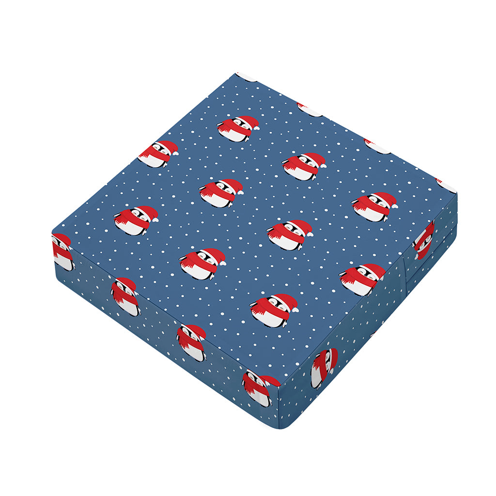 Christmas Snowy Penguin Pattern Print Outdoor Seat Cushion Cover