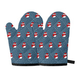 Christmas Snowy Penguin Pattern Print Oven Mitts