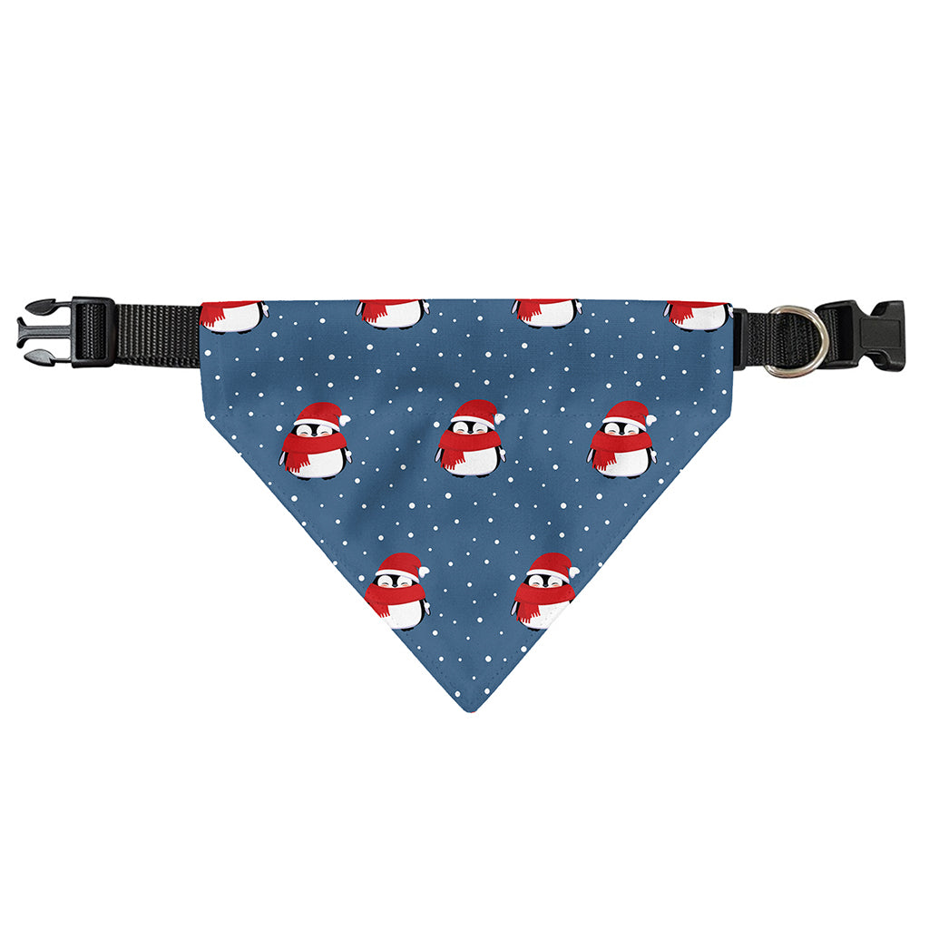 Christmas Snowy Penguin Pattern Print Over The Collar Dog Bandana