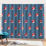 Christmas Snowy Penguin Pattern Print Pencil Pleat Curtains