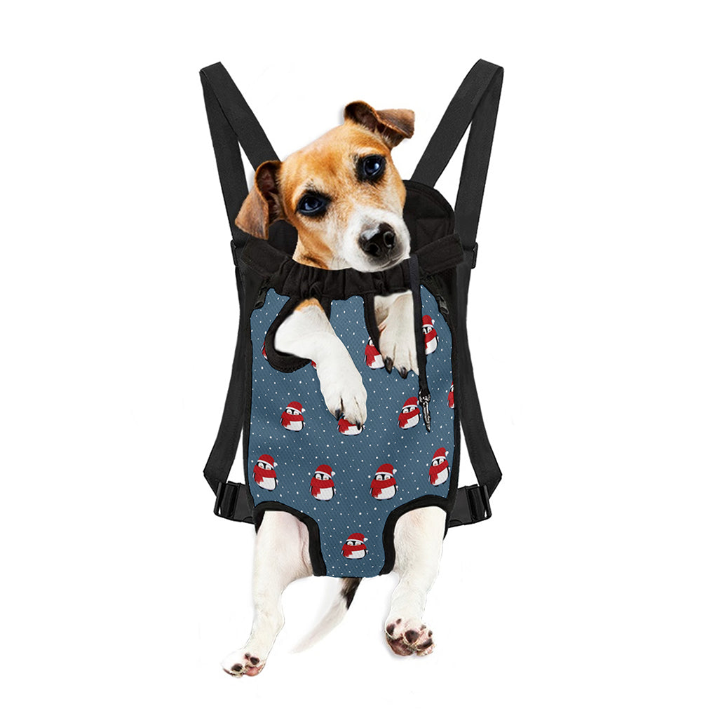 Christmas Snowy Penguin Pattern Print Pet Carrier Backpack