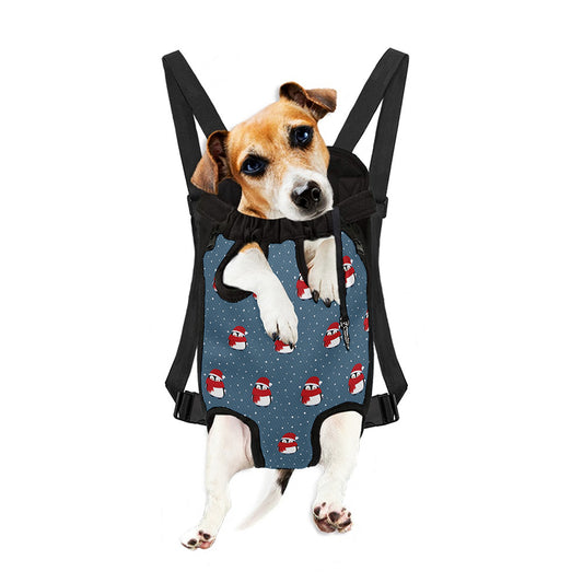 Christmas Snowy Penguin Pattern Print Pet Carrier Backpack