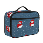 Christmas Snowy Penguin Pattern Print Portable Lunch Bag