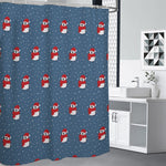 Christmas Snowy Penguin Pattern Print Premium Shower Curtain