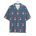 Christmas Snowy Penguin Pattern Print Rayon Hawaiian Shirt