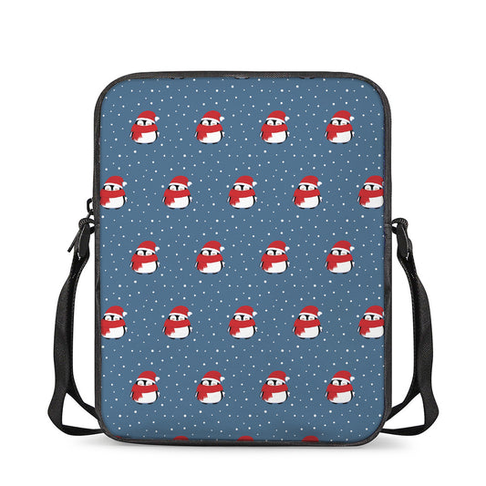 Christmas Snowy Penguin Pattern Print Rectangular Crossbody Bag
