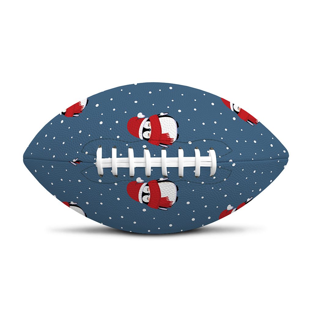 Christmas Snowy Penguin Pattern Print Rugby Ball