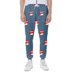 Christmas Snowy Penguin Pattern Print Scuba Joggers