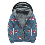 Christmas Snowy Penguin Pattern Print Sherpa Lined Zip Up Hoodie