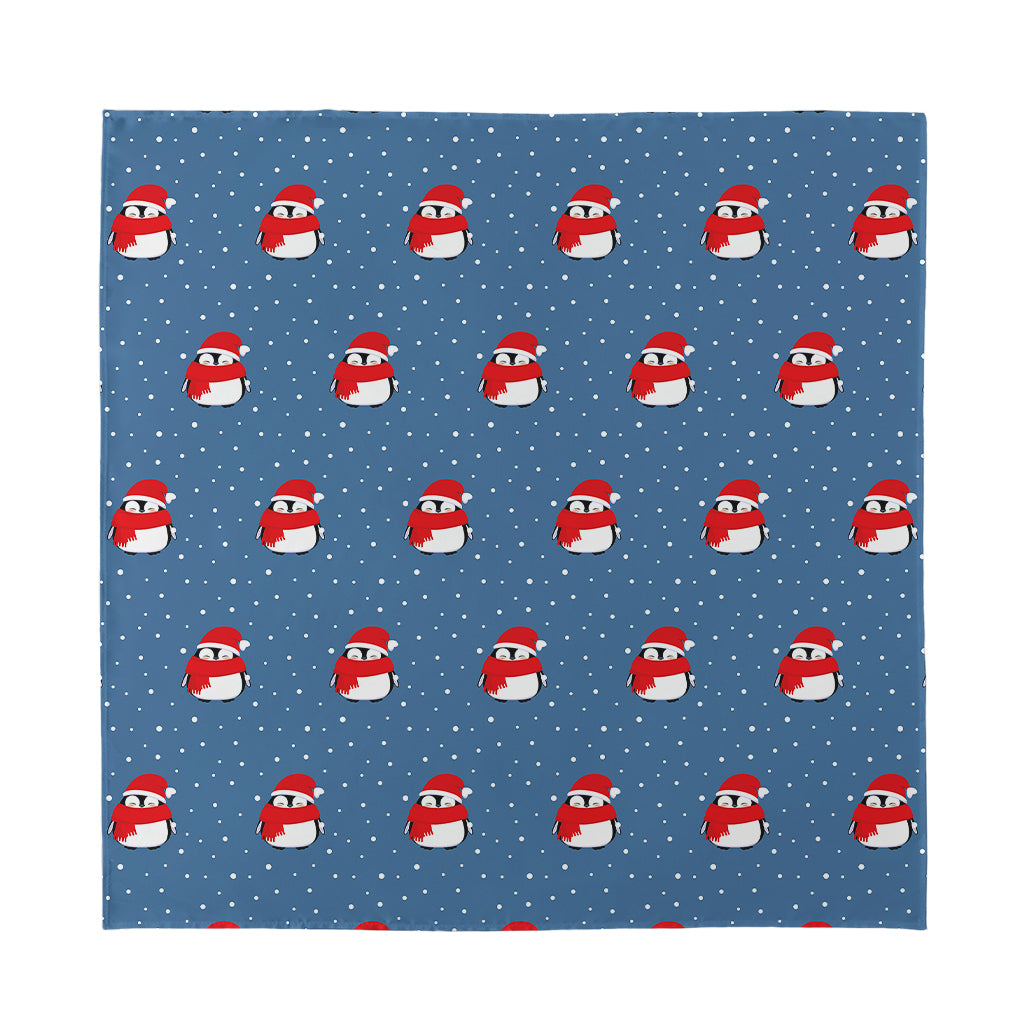 Christmas Snowy Penguin Pattern Print Silk Bandana