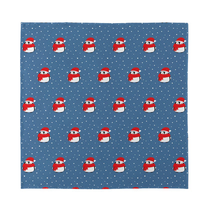 Christmas Snowy Penguin Pattern Print Silk Bandana