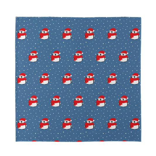 Christmas Snowy Penguin Pattern Print Silk Bandana