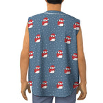 Christmas Snowy Penguin Pattern Print Sleeveless Baseball Jersey