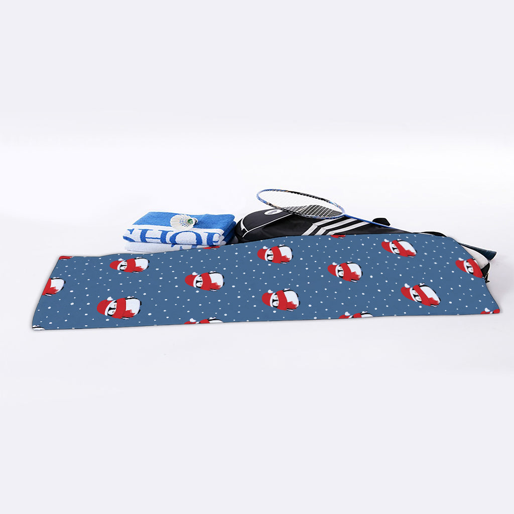 Christmas Snowy Penguin Pattern Print Sports Towel