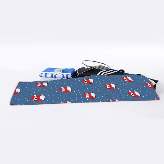 Christmas Snowy Penguin Pattern Print Sports Towel