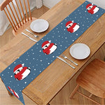 Christmas Snowy Penguin Pattern Print Table Runner