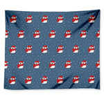 Christmas Snowy Penguin Pattern Print Tapestry