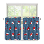 Christmas Snowy Penguin Pattern Print Tier Curtains