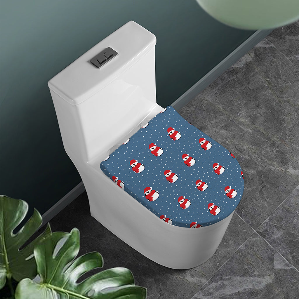 Christmas Snowy Penguin Pattern Print Toilet Lid Cover
