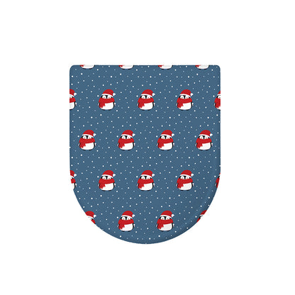 Christmas Snowy Penguin Pattern Print Toilet Lid Cover