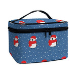 Christmas Snowy Penguin Pattern Print Travel Makeup Bag