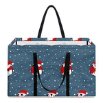 Christmas Snowy Penguin Pattern Print Utility Tote Bag