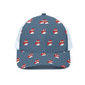 Christmas Snowy Penguin Pattern Print White Mesh Trucker Hat