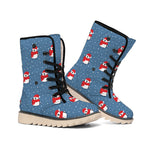 Christmas Snowy Penguin Pattern Print Winter Boots