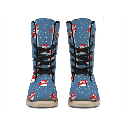 Christmas Snowy Penguin Pattern Print Winter Boots