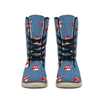 Christmas Snowy Penguin Pattern Print Winter Boots