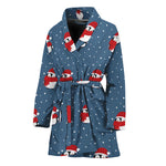Christmas Snowy Penguin Pattern Print Women's Bathrobe