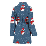 Christmas Snowy Penguin Pattern Print Women's Bathrobe